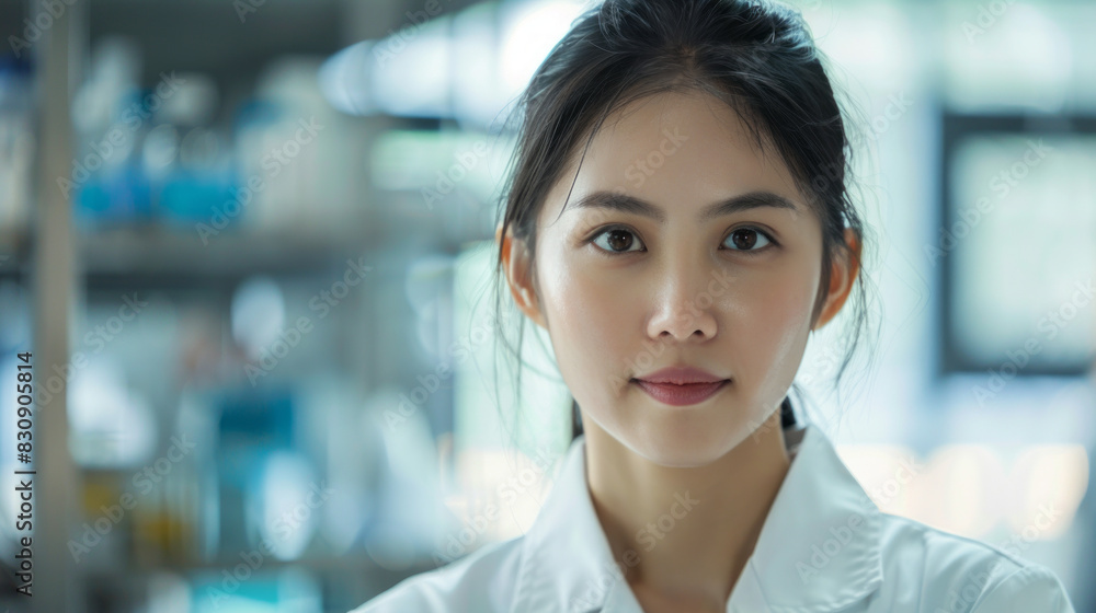 Confident young scientist in laboratory. Portrait of a young female scientist looking at camera in a laboratory setting, showcasing expertise and professionalism. Confident young scientist in laboratory. Portrait of a young female scientist looking at camera in a laboratory setting, showcasing expertise and professionalism.