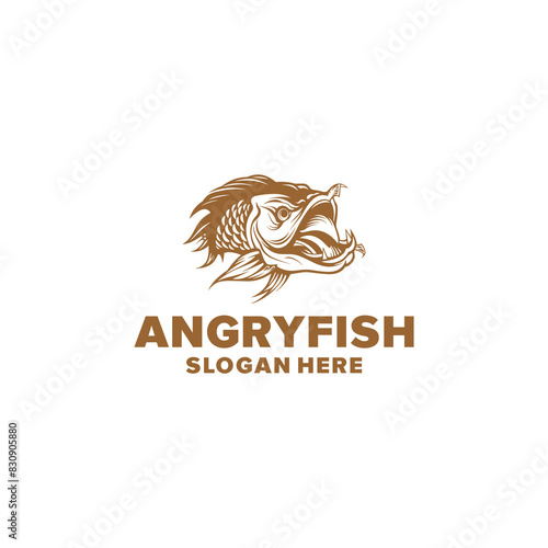 Angry fish logo vector illustration