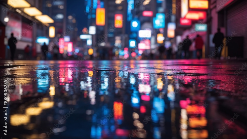 Neon Reflections: A Rainy Night in the City Neon Reflections: A Rainy Night in the City