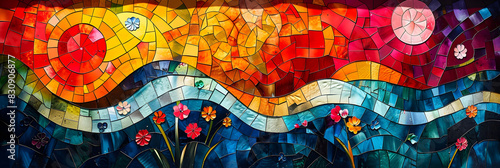 Vibrant Stained Glass Mosaic Patterns Showcasing a Mesmerizing Kaleidoscope of Colors and Shapes