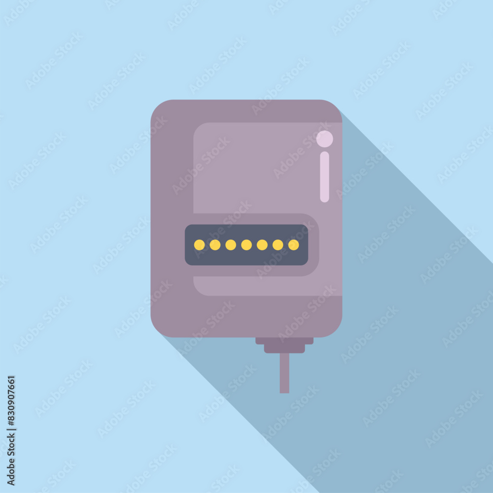 Modern, simple vector illustration of a wallmounted ethernet socket with shadow on a blue background Modern, simple vector illustration of a wallmounted ethernet socket with shadow on a blue background
