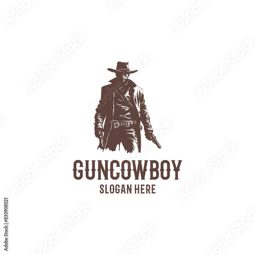 Gun cowboy logo vector illustration