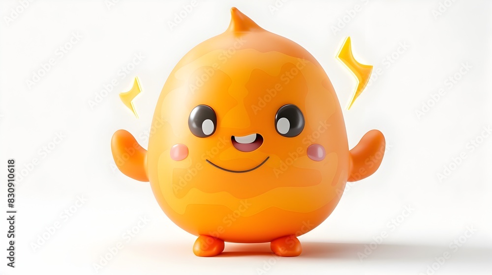 Playful Orange Cartoon Character Icon on Clean White Background Playful Orange Cartoon Character Icon on Clean White Background