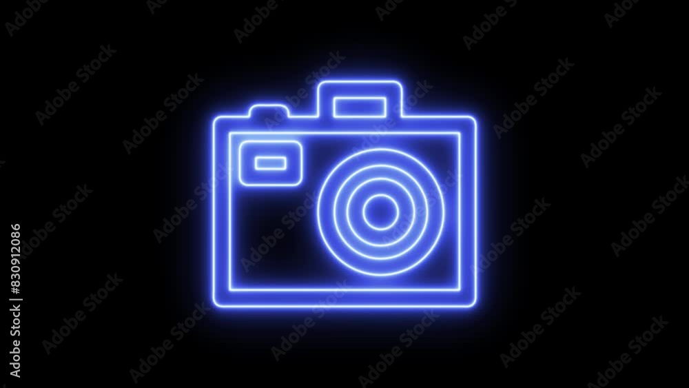 Photo camera glowing neon icon. Glowing sign logo vector Photo camera glowing neon icon. Glowing sign logo vector