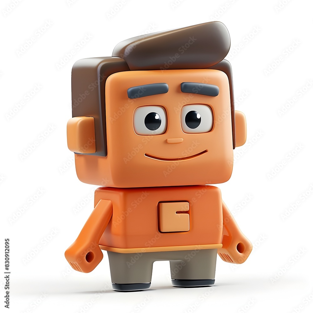 Cheerful Cartoon 3D Clay Character Icon Isolated on White Background Cheerful Cartoon 3D Clay Character Icon Isolated on White Background
