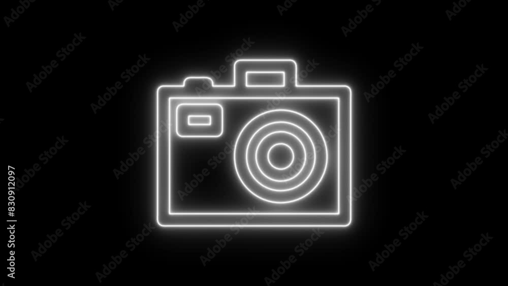 Photo camera glowing neon icon. Glowing sign logo vector Photo camera glowing neon icon. Glowing sign logo vector