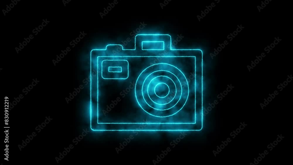 Photo camera glowing neon icon. Glowing sign logo vector Photo camera glowing neon icon. Glowing sign logo vector