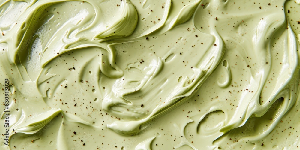 Tasty pistachio texture cream as background top view Tasty pistachio texture cream as background top view
