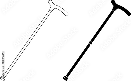 outline silhouette walking stick icon set