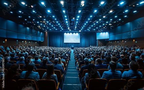 Audience Watching a Presentation in a Large Conference Hall © Trichaiwat