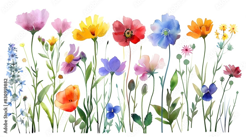 Fototapeta premium Colorful Blooming Flowers and Floral Arrangement in Vibrant Spring Garden Scene