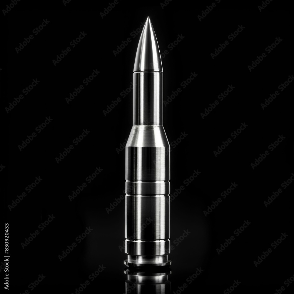 Sleek Metallic Bullet on Dark Background. Generative ai Sleek Metallic Bullet on Dark Background. Generative ai
