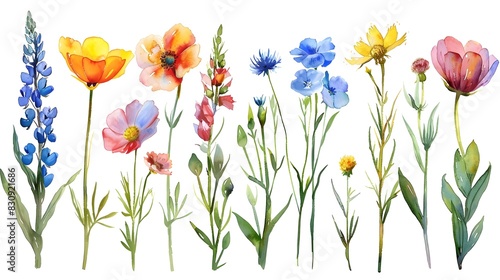 Ethereal Botanical Silhouettes Vibrant Watercolor Flower Paintings on White