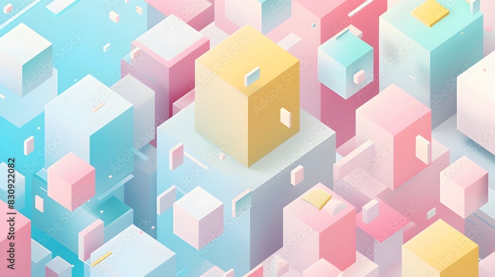 Obraz premium Abstract Pastel Cubes Background, Minimalist Geometric Design for Creative Modern Projects