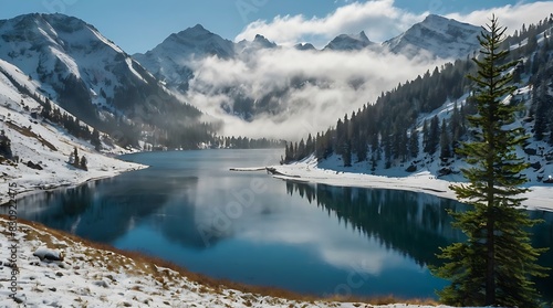 snow covered mountains