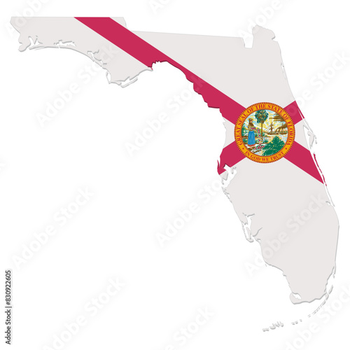 Florida map in state flag colors (cut out)