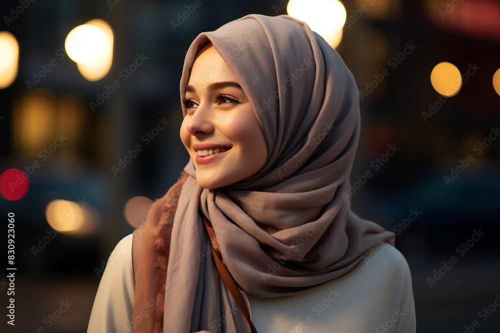 Arabian woman in hijab living her life in modern city have shopping working traveling abilities, Generative AI Arabian woman in hijab living her life in modern city have shopping working traveling abilities, Generative AI