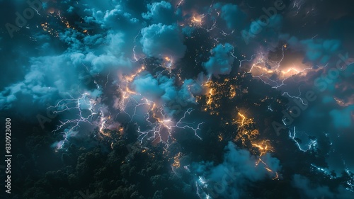 storm and lightning in the dark night is a scary but also wonderful sight  AI generated image