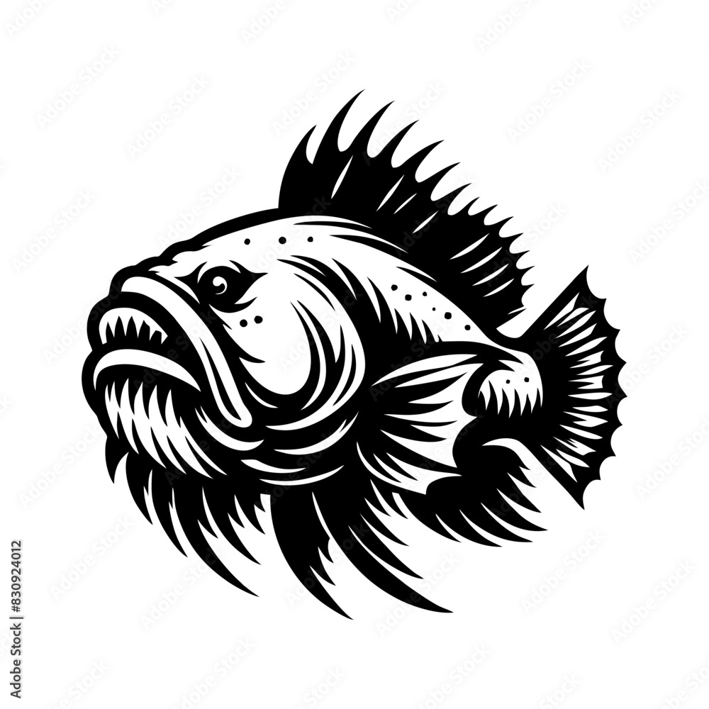 Obraz premium fish predator logo design. goliath logo design inspiration