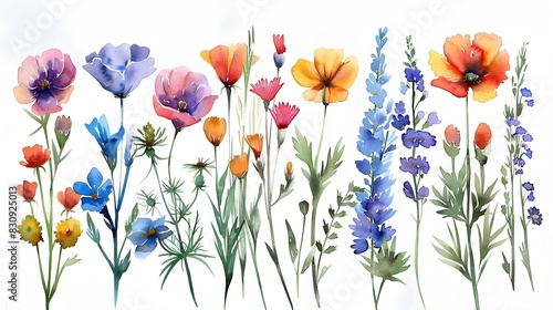 Vibrant Botanical Arrangement of Diverse Floral Blooms in Serene Natural Setting
