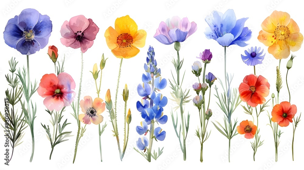 Fototapeta premium Vibrant Floral Arrangement of Colorful Meadow Wildflowers in Bloom