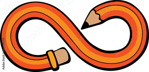 Pencil in the form of infinity. Vector drawing