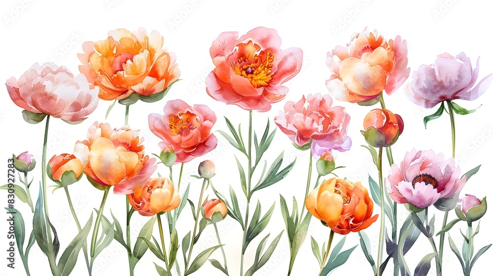 Obraz premium Vibrant Floral Bouquet of Peonies Tulips and Roses in Springtime Garden