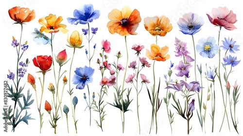 Wallpaper Mural Vibrant Floral Meadow Colorful Spring Wildflowers in Watercolor Painting Style Torontodigital.ca