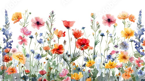 Vibrant Floral Meadow Brimming with Colorful Wildflowers and Botanical Blooms in Serene Nature Landscape
