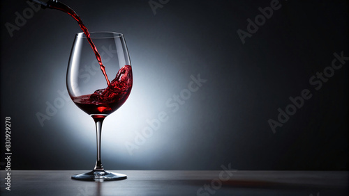 Red wine splashes dramatically from a bottle being poured into a tilted wineglass