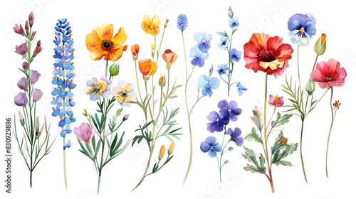 Vibrant Watercolor Floral Bouquet in Springtime Garden