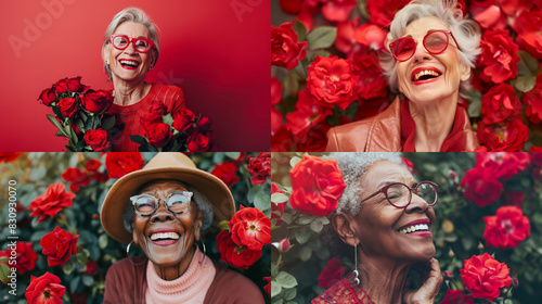 A Woman Collaged With Red Roses © Alex