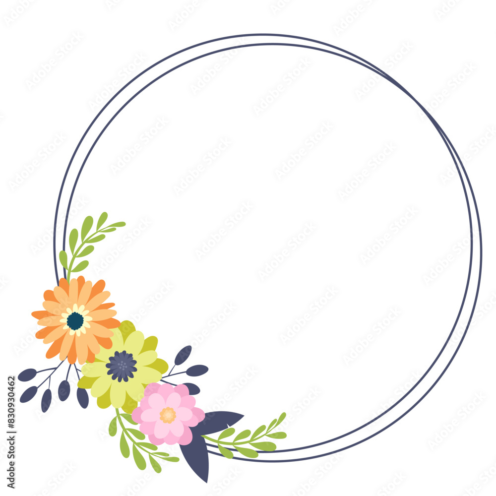 Simple floral design elements, frames, labels in flat cartoon style. Simple floral design elements, frames, labels in flat cartoon style.
