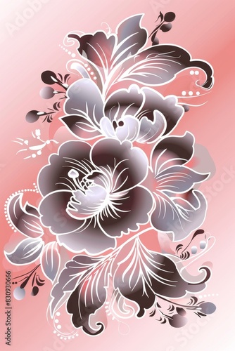 Pink and Black Flower on Pink Background