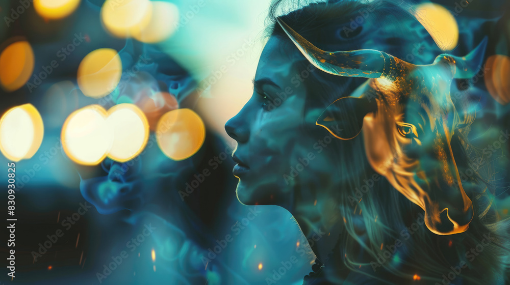 Woman in the image of a zodiac sign Taurus Woman in the image of a zodiac sign Taurus