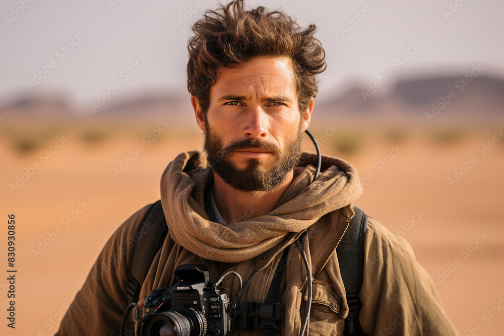 Generative AI illustration Professional reporter journalist in front of camera making live reportage Generative AI illustration Professional reporter journalist in front of camera making live reportage
