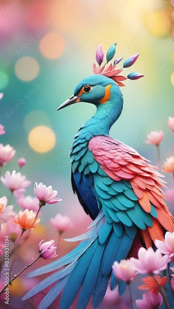 Obraz premium Fantasy bird, Colorful