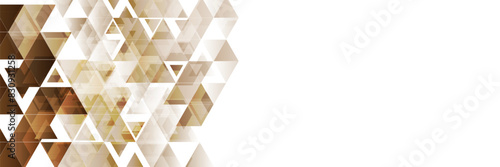 White brown glossy triangles abstract technology background. Geometric low poly vector banner design