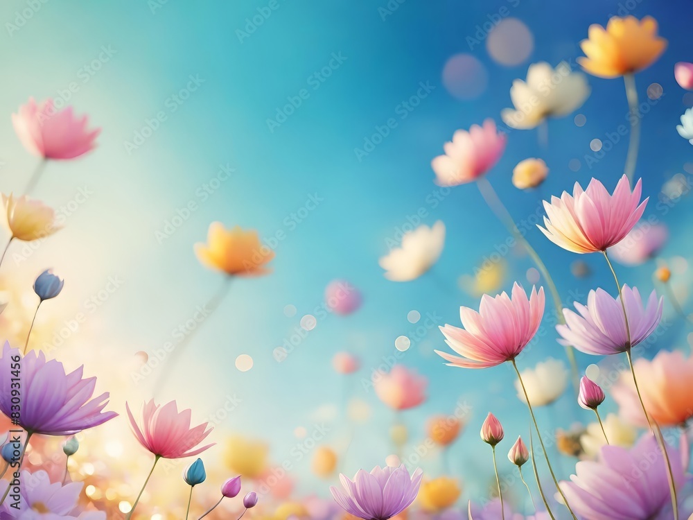 Colorful Flowers, Joyful, Artistic design, Ethereal