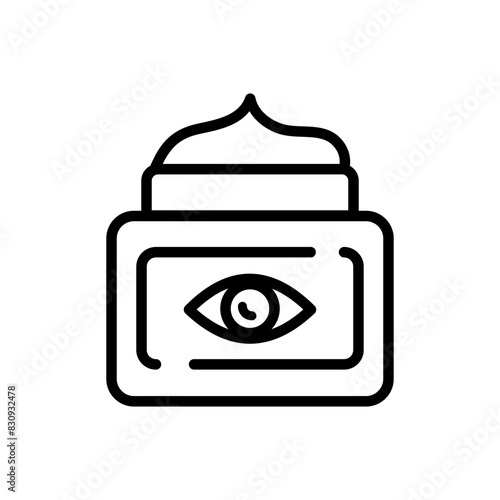Eye cream outline icon. Eye care products, serum, gel, mask. Anti dark circle cosmetics. Contour symbol. Vector isolated outline drawing for web design.