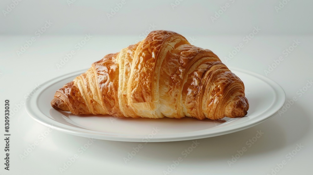 Croissant placed on a white table Croissant placed on a white table