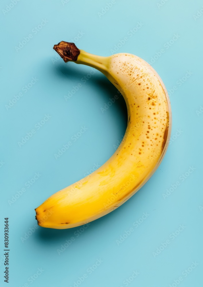 Photography, banana, empty space at the top side, simple colored background, generated with AI Photography, banana, empty space at the top side, simple colored background, generated with AI