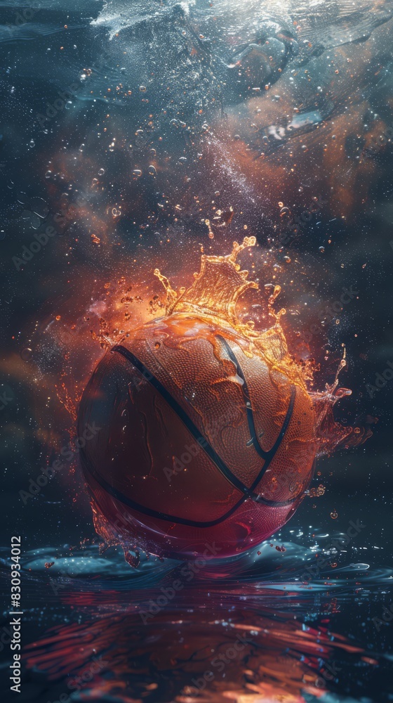 Background with intense, vivid and dark colors basketball ball theme, generated with AI Background with intense, vivid and dark colors basketball ball theme, generated with AI