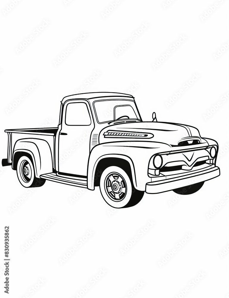 TRUCK, BOLD AND VERY EASY coloring pages for kids, age -, low content, simple lines, low detail, black and white, white background, generated with AI