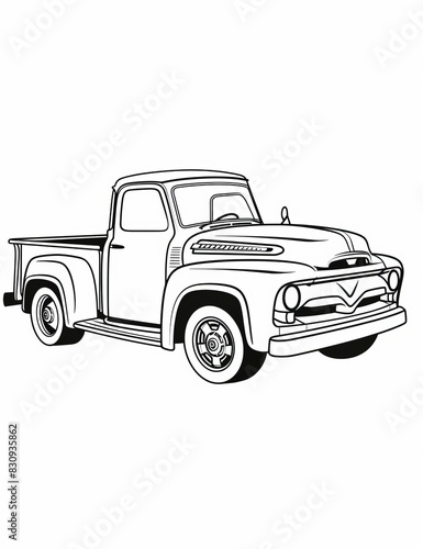 TRUCK  BOLD AND VERY EASY coloring pages for kids  age -  low content  simple lines  low detail  black and white  white background  generated with AI