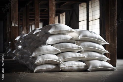 a stack of sacks in a warehouse © Cristina