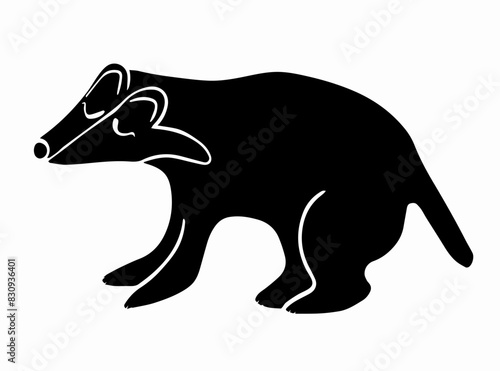 Vector isolated illustration of a wolverine silhouette on a white background.