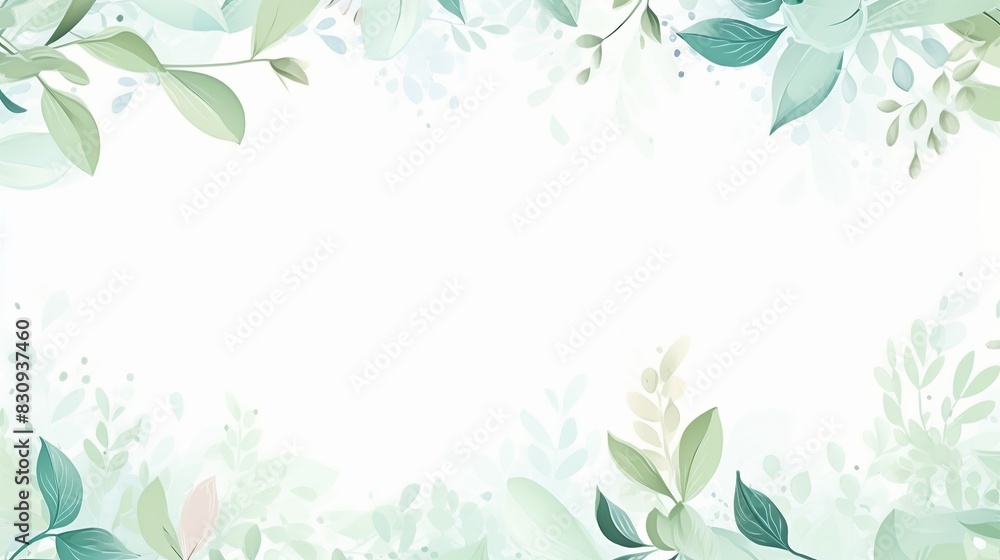 Elegant floral border design with a mix of green and blue foliage ...