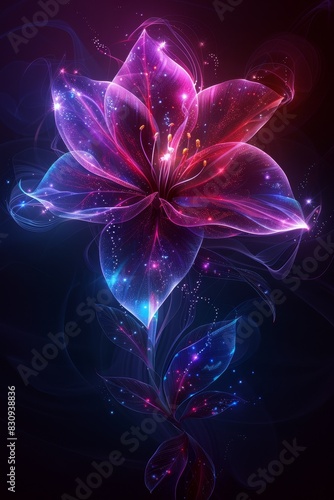 Purple Flower on Black Background