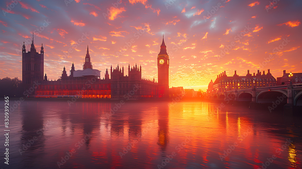 houses of parliament, A picture of big ben with a sunset sky in the background